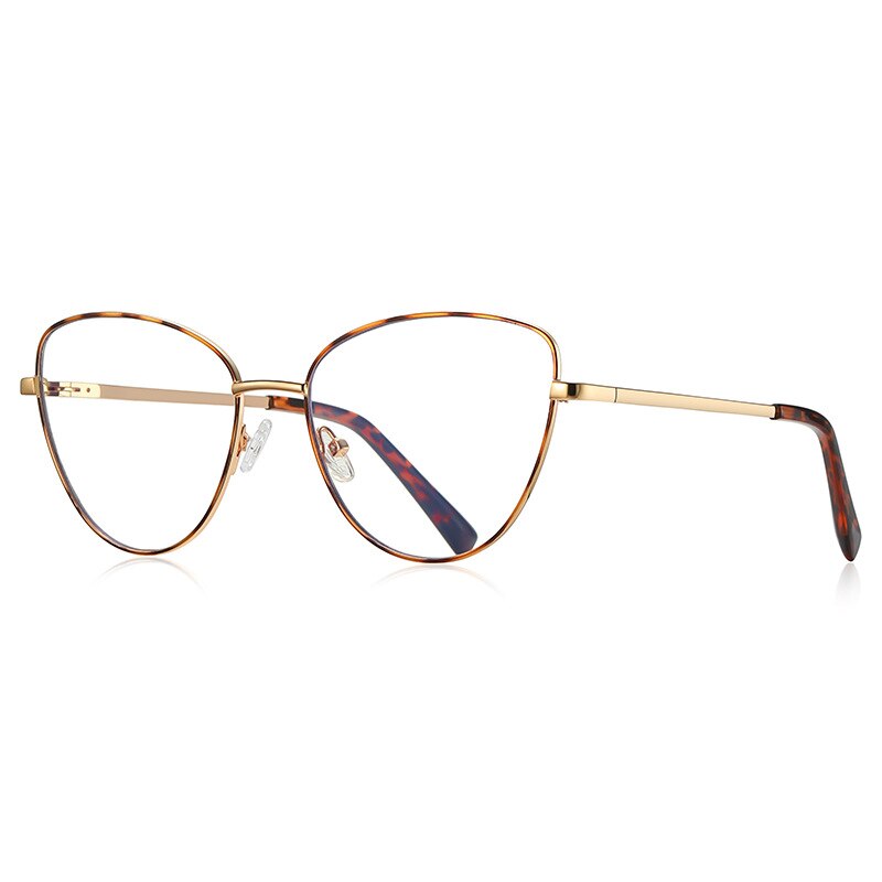 CCspace Unisex Full Rim Square Cat Eye Spring Hinge Alloy Eyeglasses 56273 Full Rim CCspace C2GoldLeopard  