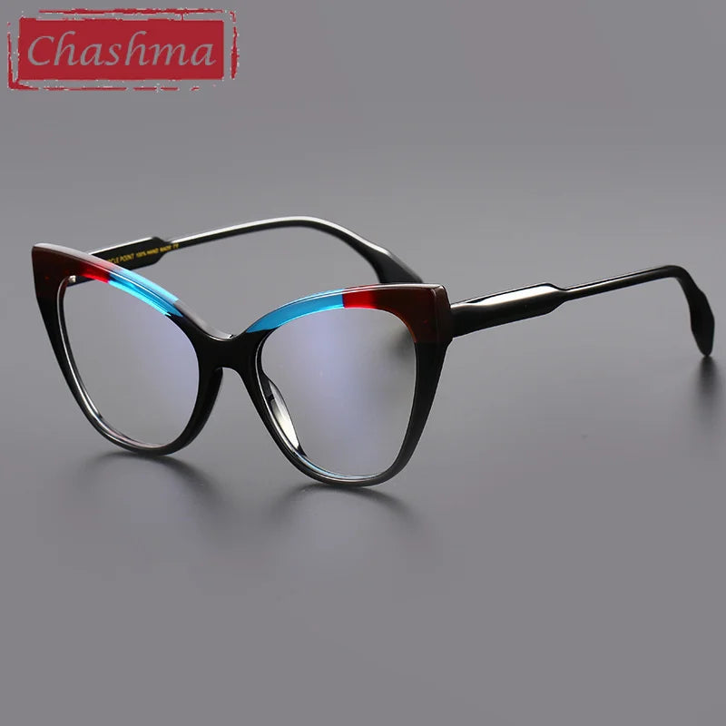 Chashma Ottica Women's Full Rim Square Cat Eye Acetate Eyeglasses 19251 Full Rim Chashma Ottica Black  