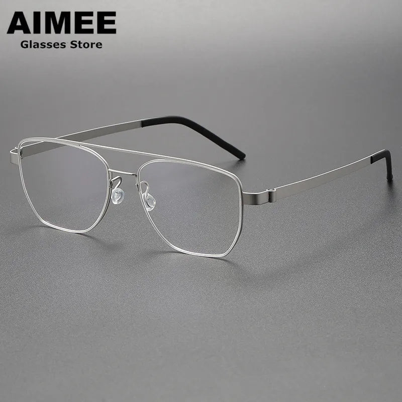 Aimee Unisex Full Rim Square Double Bridge Titanium Eyeglasses 9622 Full Rim Aimee   