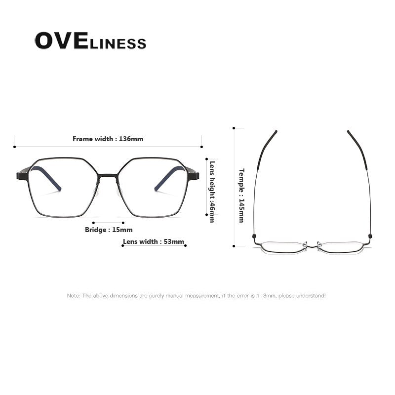 Oveliness Unisex Full Rim Polygon Titanium Eyeglasses 9624 Full Rim Oveliness   
