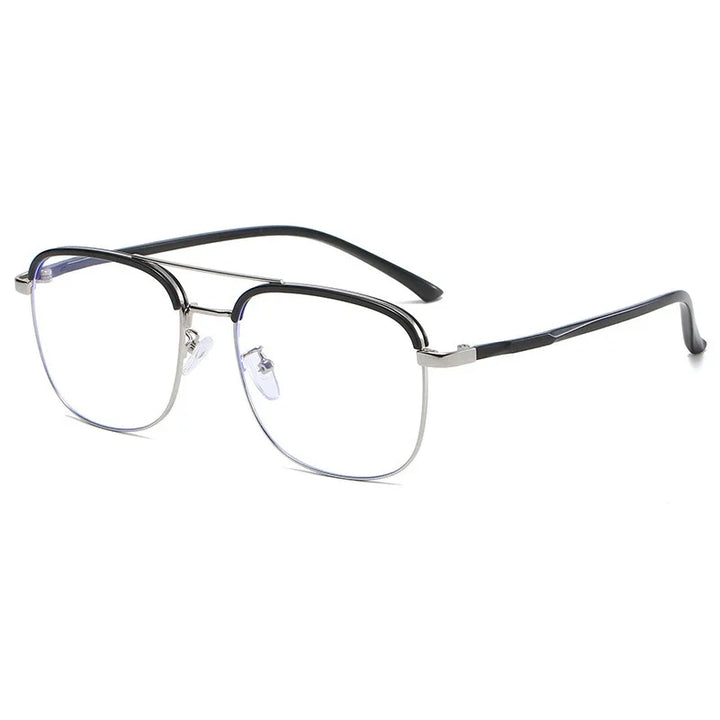 Handoer Unisex Full Rim Square Double Bridge Alloy Acetate Eyeglasses 28714