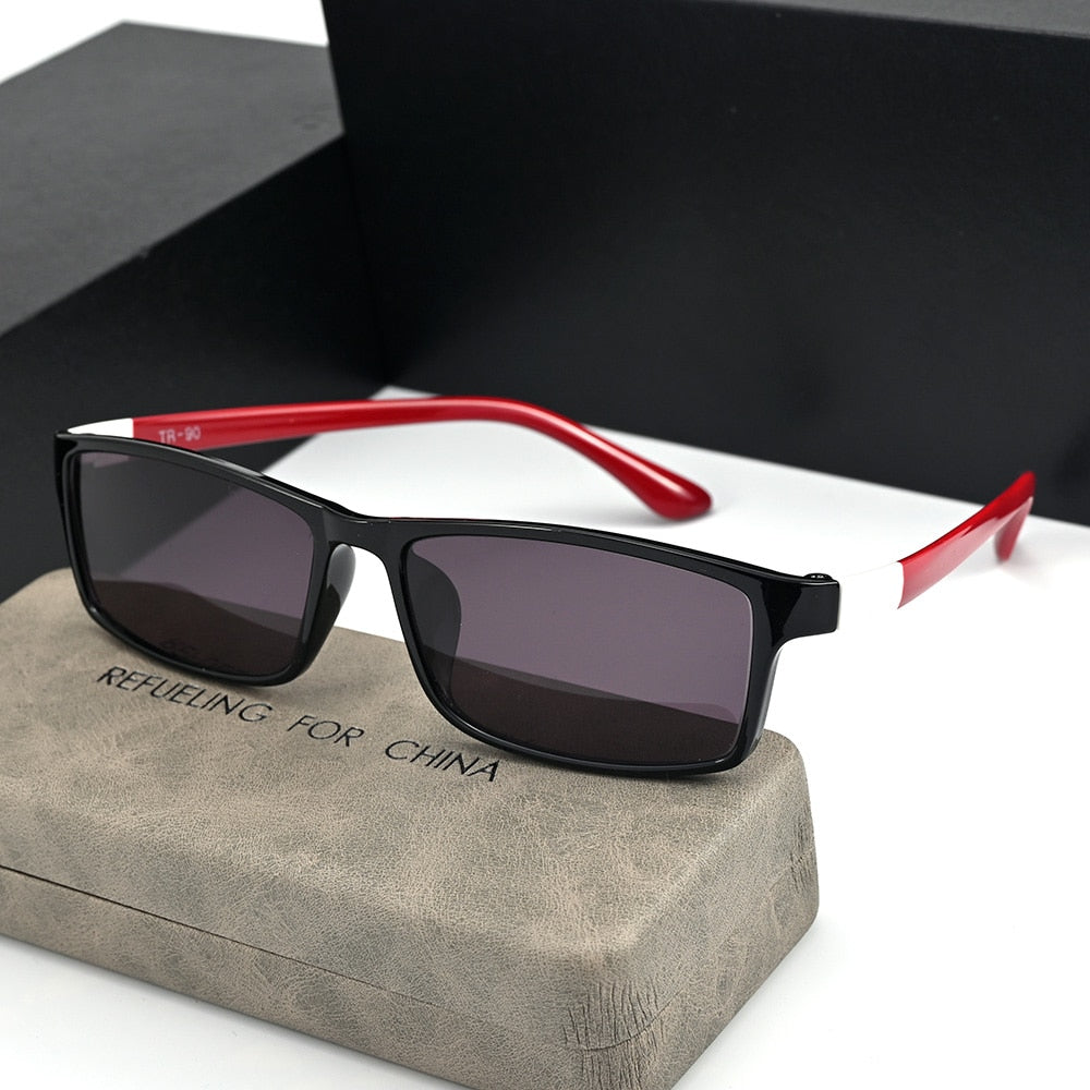 Cubojue Men's Full Rim Oversized Square Tr 90 Titanium Polarized Sunglasses T137 Sunglasses Cubojue black red black polarized 