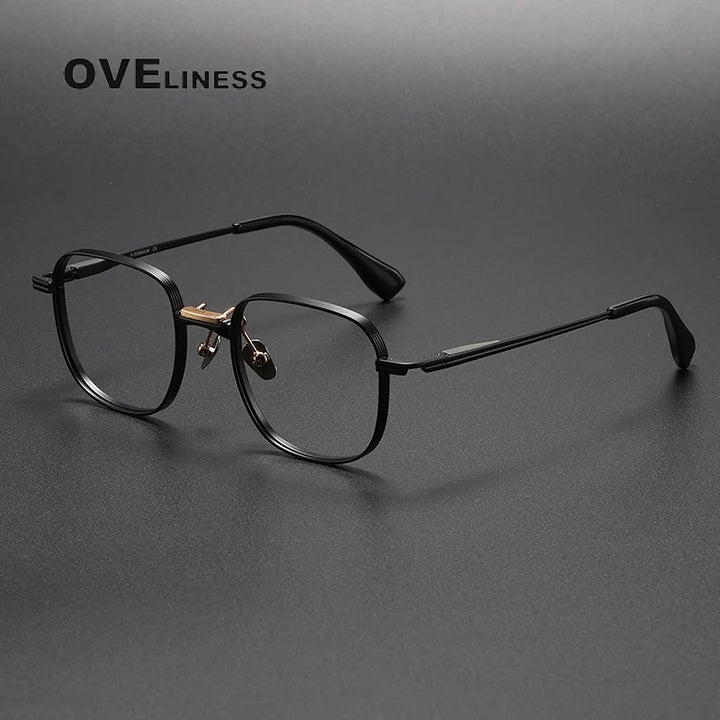 Oveliness Unisex Full Rim Square Titanium Eyeglasses D151 Full Rim Oveliness black gold  