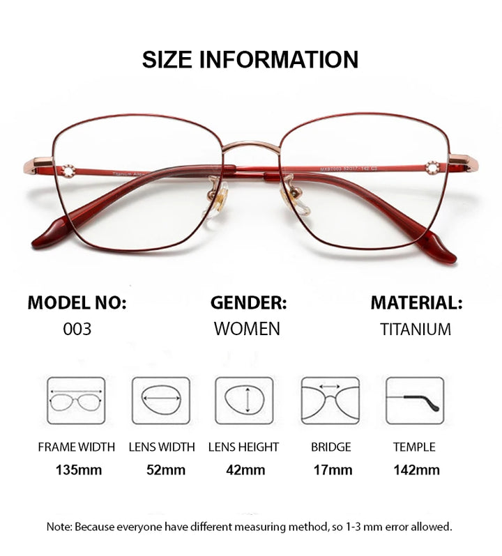 Summer Flower Women's Full Rim Square Cat Eye Titanium Eyeglasses 842003 Full Rim Summer Flower