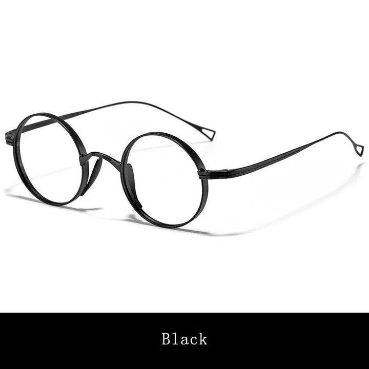 Hdcrafter Unisex Full Rim Round Titanium Eyeglasses Ft3001 Full Rim Hdcrafter Eyeglasses Black  