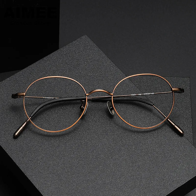 Aimee Unisex Full Rim Round Square Titanium Eyeglasses 14153 Full Rim Aimee   