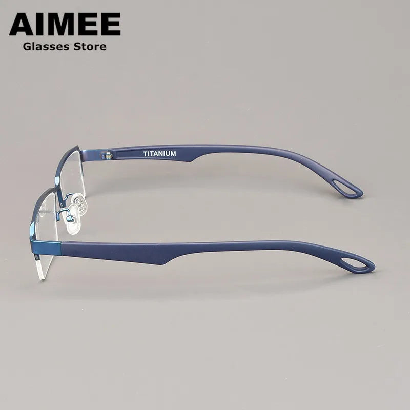 Aimee Unisex Semi Rim Big Square Titanium Eyeglasses 11505 Semi Rim Aimee   