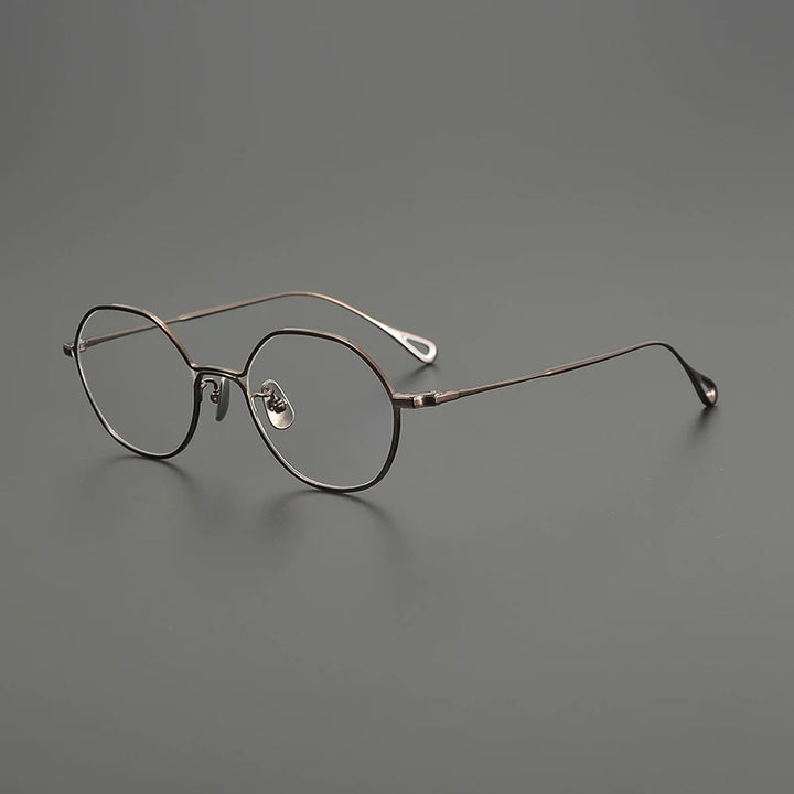 Gatenac Unisex Full Rim Polygon Round Titanium Eyeglasses G9142