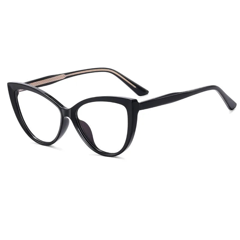 CCspace Women's Full Rim Square Cat Eye Tr 90 Titanium Eyeglasses 301560 Full Rim CCspace Black  