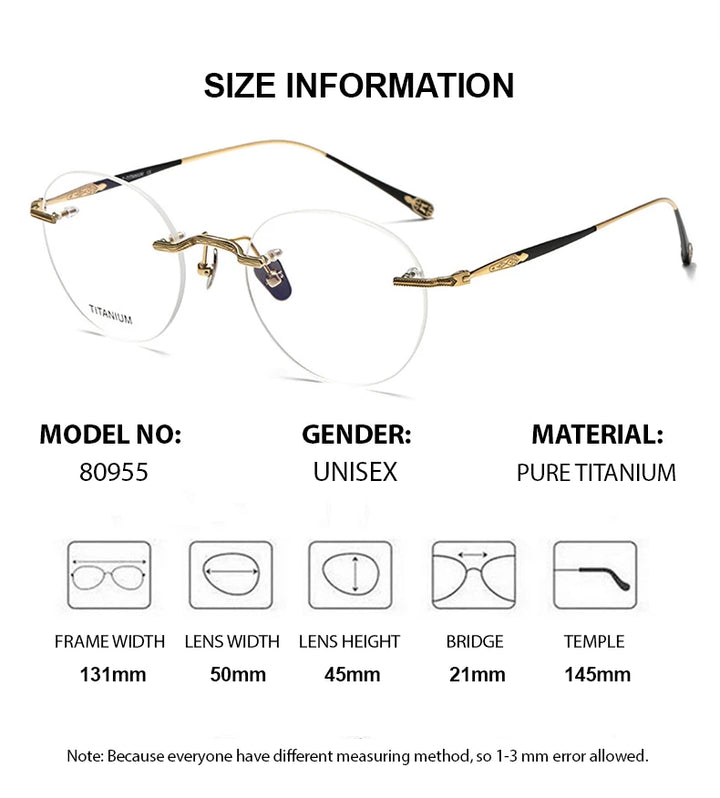 Summer Flower Women's Rimless Oval Round Titanium Eyeglasses 80955 Rimless Summer Flower