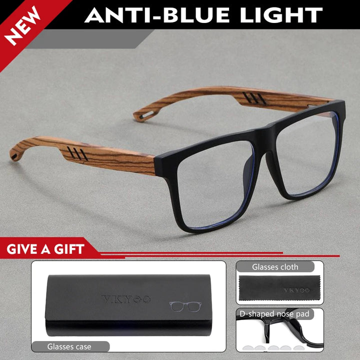 Vicky Unisex Full Rim Square Pc Bamboo Temple Reading Glasses 10154