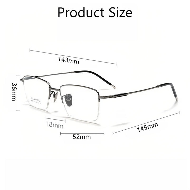 Yimaruili Unisex Semi Rim Square Titanium Eyeglasses 81072 Semi Rim Yimaruili Eyeglasses