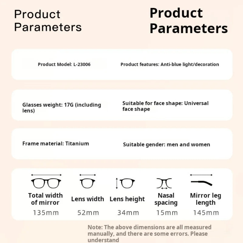Momoja Women's Semi Rim Square Titanium Eyeglasses 23006