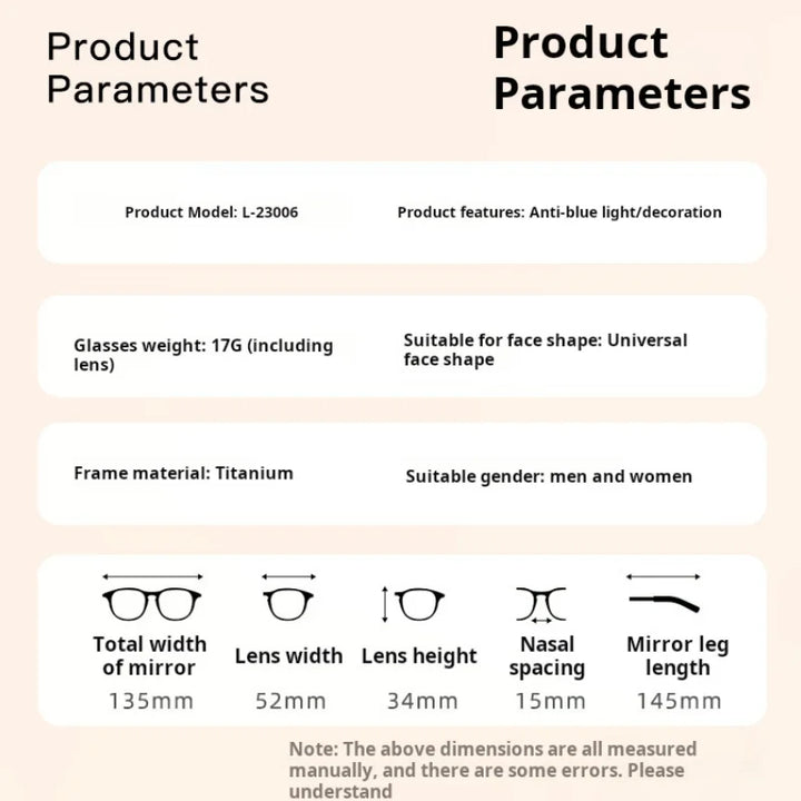 Momoja Women's Semi Rim Square Titanium Eyeglasses 23006