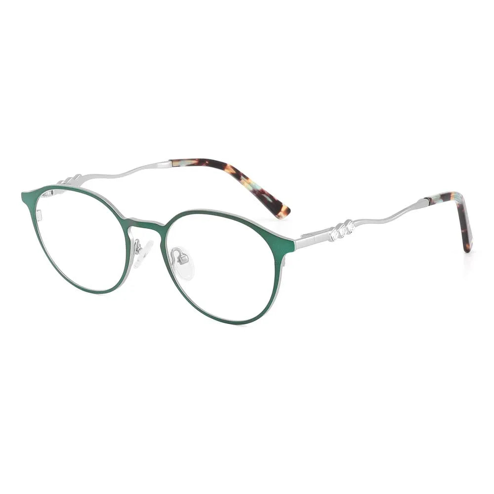 Laoyehui Women's Full Rim Round Alloy Acetate Reading Glasses L8972 Reading Glasses Laoyehui C4 -300 