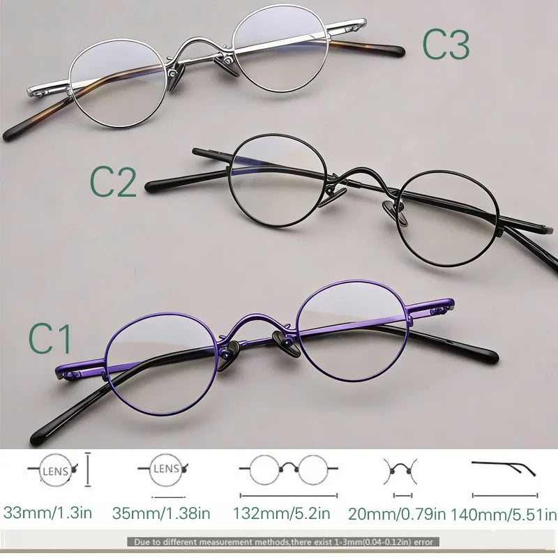 Yujo Unisex Full Rim Oval Pure Titanium Eyeglasses Classic — view 2 | Yujo at FuzWeb