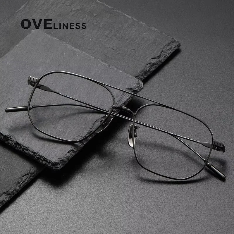 Oveliness Women's Full Rim Square Double Bridge Titanium Eyeglasses 13353 Full Rim Oveliness   