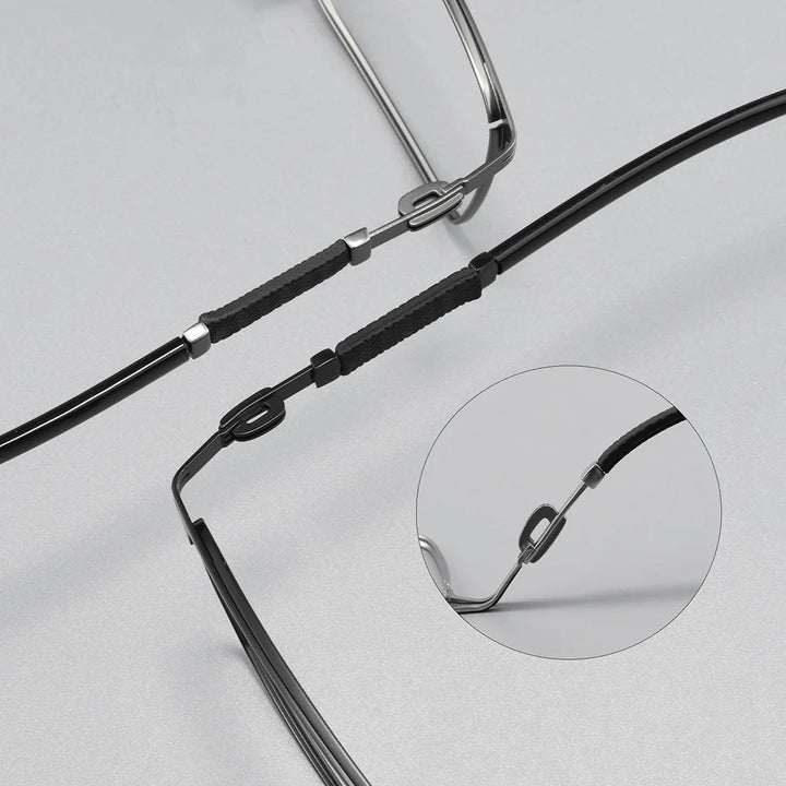 Gmei Optical T1210X men's square alloy prescription eyeglasses — view 7