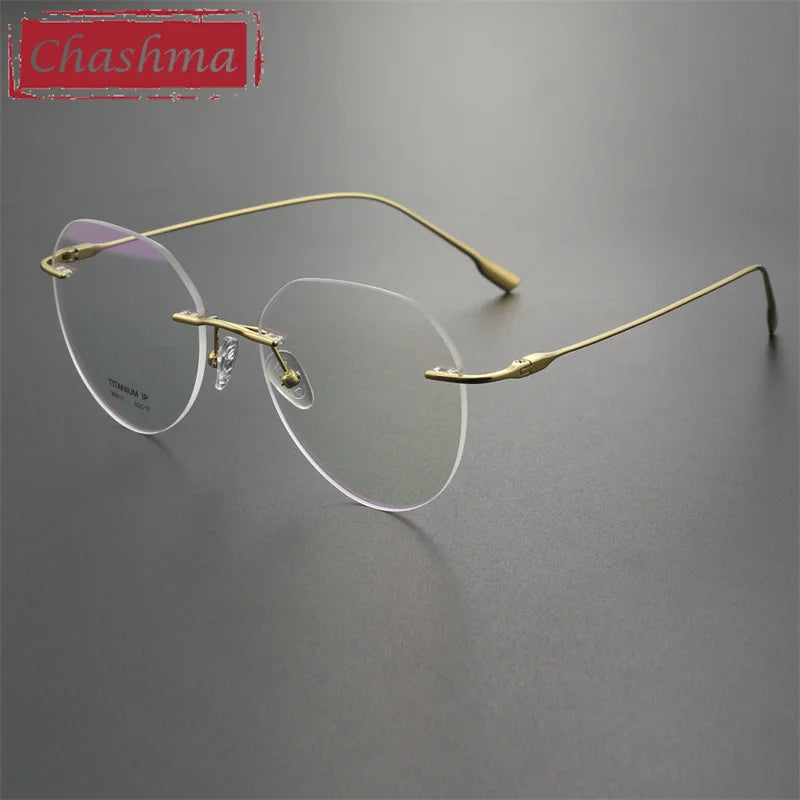 Chashma Ochki Women's Rimless Flat Top Round Titanium Eyeglasses 896611