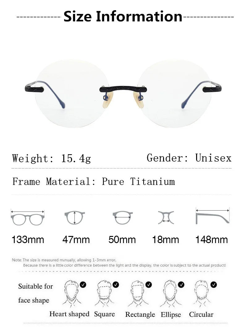 Bobbie Women's Rimless Round Oval Titanium Eyeglasses 935925