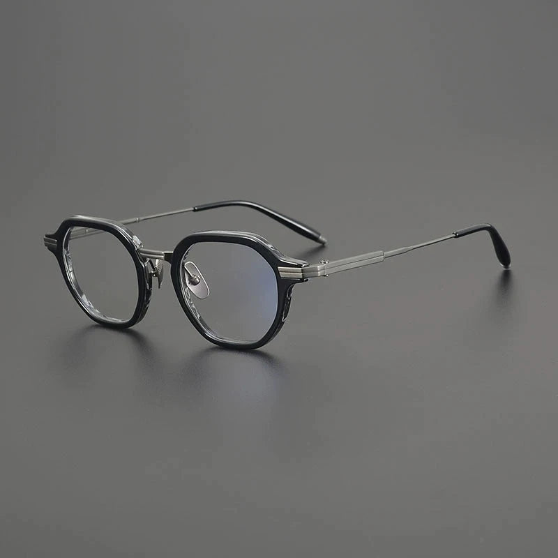 Gatenac Men's Full Rim Big Square Acetate Titanium Eyeglasses G8828