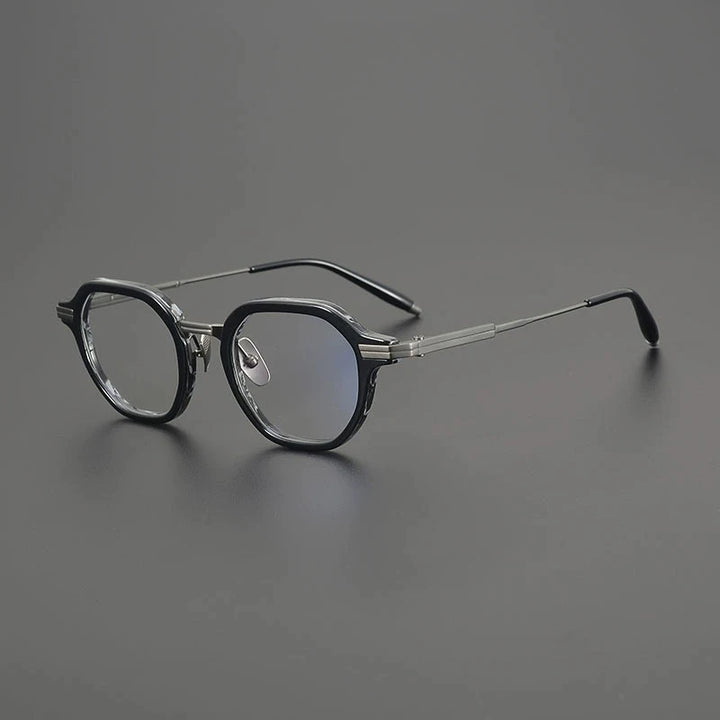 Gatenac Men's Full Rim Big Square Acetate Titanium Eyeglasses G8828