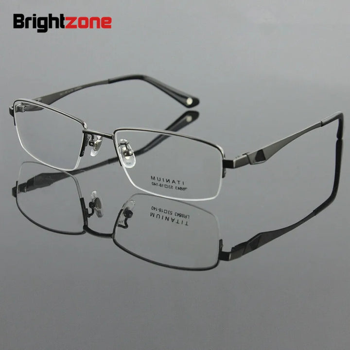 Brightzone Unisex Semi Rim Square Titanium Eyeglasses 78043 Semi Rim Brightzone