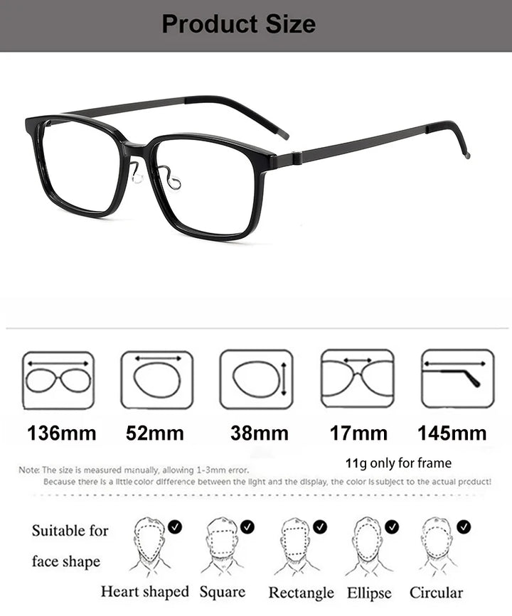 Aimee Unisex Full Rim Square Screwless Titanium Acetate Eyeglasses 6007 Full Rim Aimee   