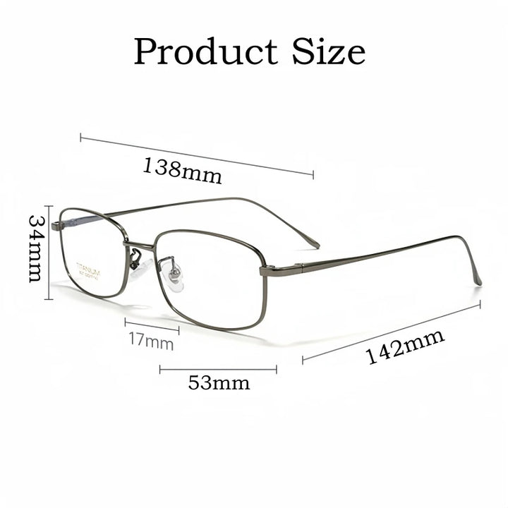 Yimaruili Men's Full Rim Square Titanium Eyeglasses Y8027 Full Rim Yimaruili Eyeglasses   