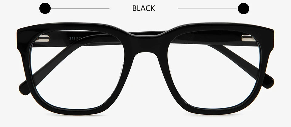 Esnbie Unisex Full Rim Big Square Acetate Eyeglasses 31823 Full Rim Esnbie Black  