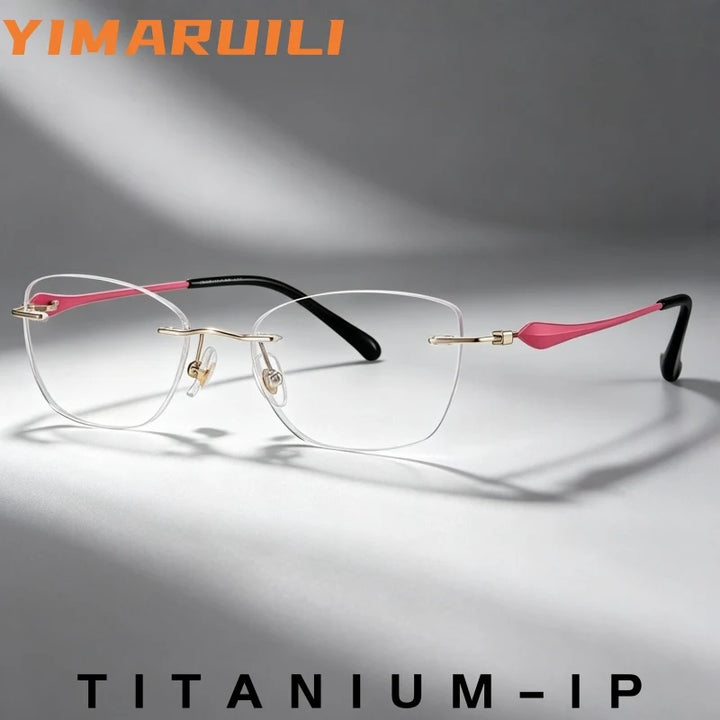 Yimaruili Unisex Rimless Cat-Eye Pure Titanium Eyeglasses Z6163 — view 1 | Yimaruili at FuzWeb