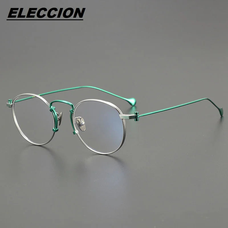 Eleccion Unisex Full Rim Oval Round Titanium Eyeglasses 190068 Full Rim Eleccion