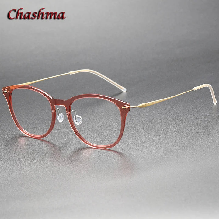 Chashma Ochki Unisex Full Rim Cat Eye Nylon Titanium Eyeglasses 6506 Full Rim Chashma Ochki Peach Pink  