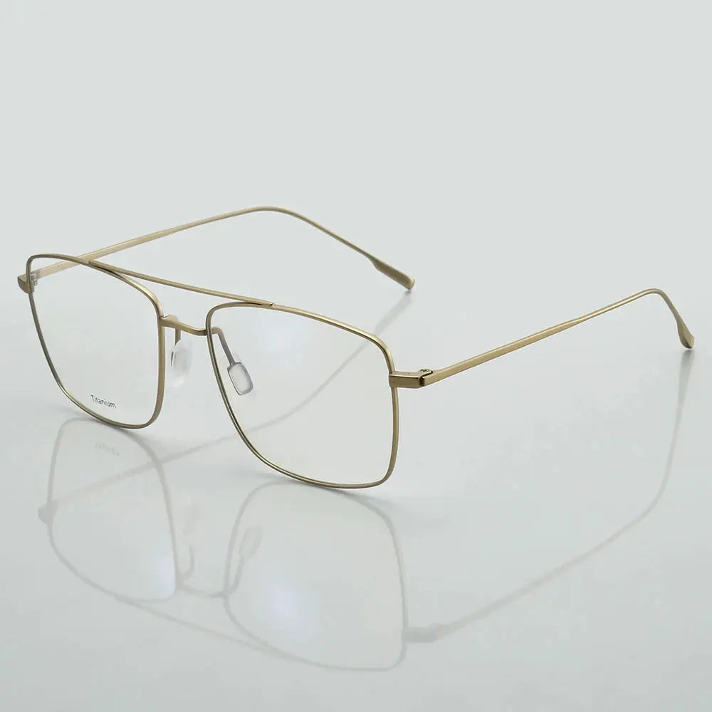 Aror Men's Full Rim Square Double Bridge Titanium Eyeglasses 83814.
