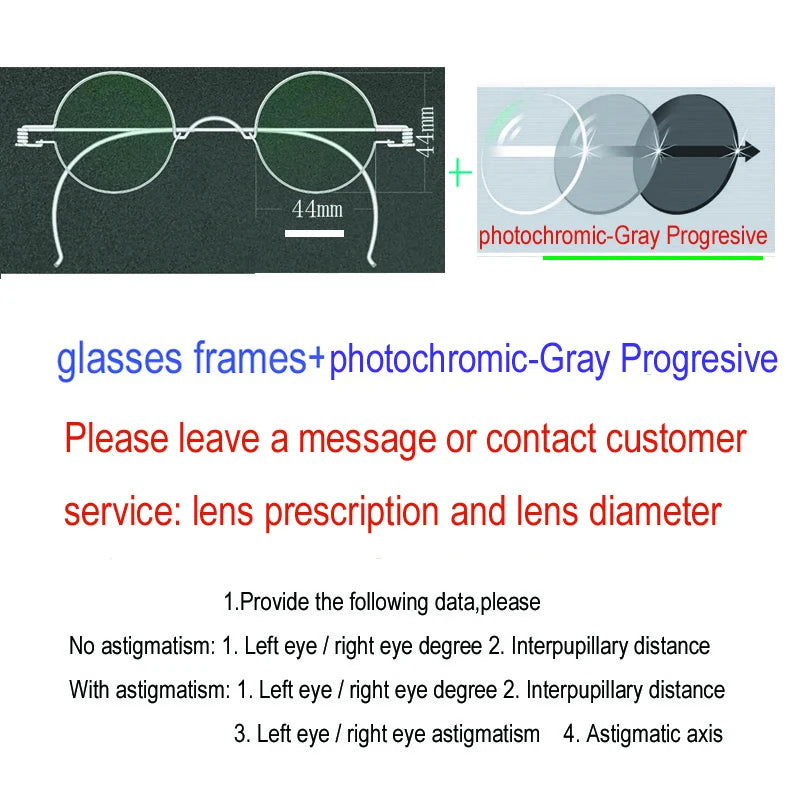 Yujo Unisex Full Rim Round Stainless Steel Custom Eyeglasses Y4042 Full Rim Yujo Progressive G44 CHINA 