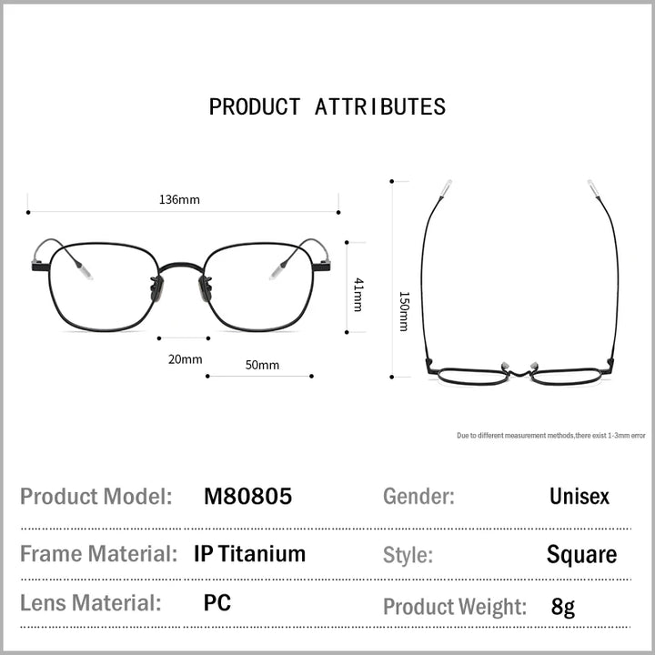 Muzz Women's Full Rim Square Titanium Eyeglasses 70705
