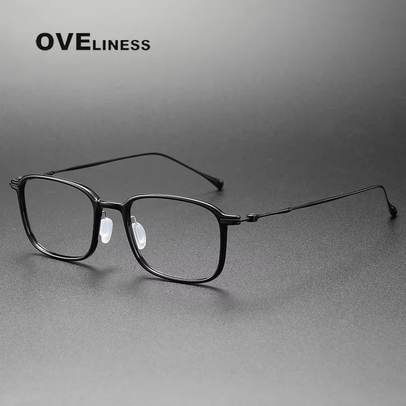 Oveliness Unisex Full Rim Square Acetate Titanium Eyeglasses 78644