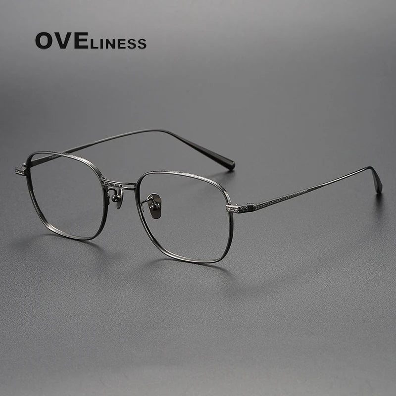 Oveliness Women's Full Rim Polygon Square Titanium Eyeglasses 1518 Full Rim Oveliness gun  