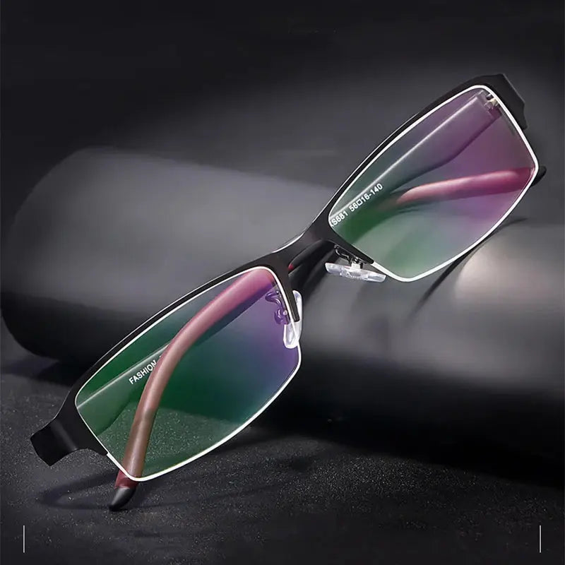 Hdcrafter Men's Semi Rimless Rectangle Alloy Frames 681000 FuzWeb