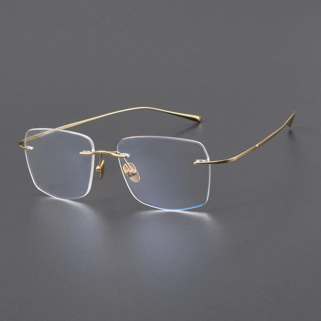 Muzz Women's Rimless Square Titanium Eyeglasses 41819 Rimless Muzz Gold  