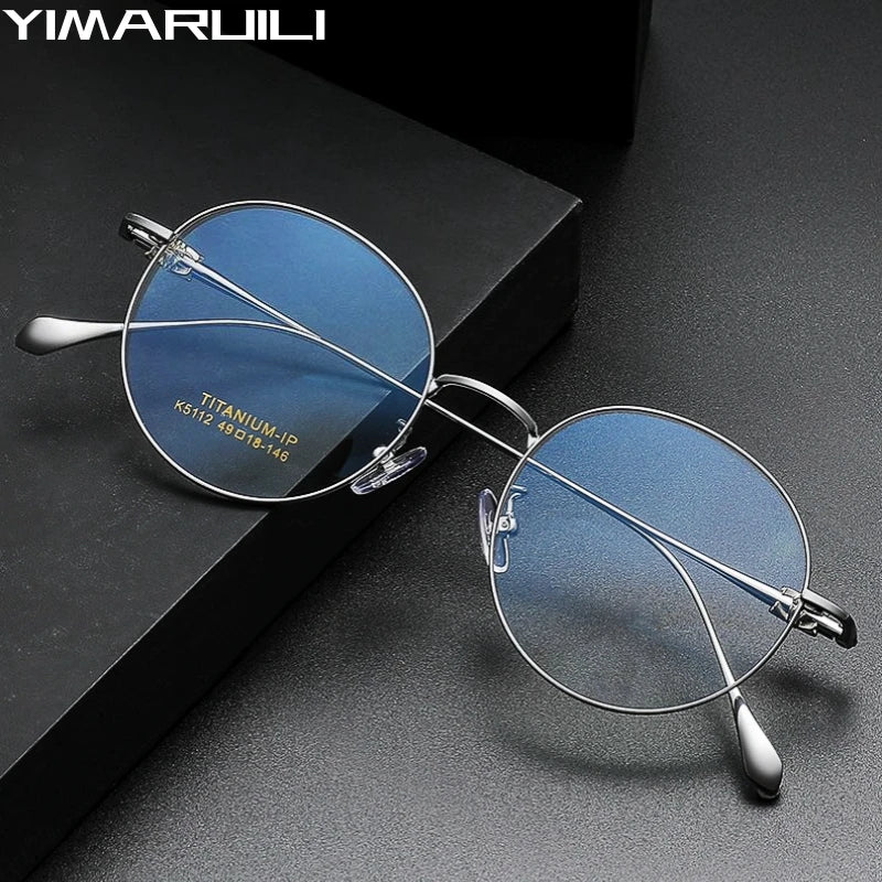 Yimaruili Women's Full Rim Round Titanium Eyeglasses 5112 Full Rim Yimaruili Eyeglasses