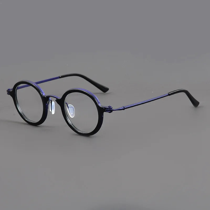 Black Mask Unisex Full Rim Round Titanium Acetate Eyeglasses Tv5899 Full Rim Black Mask Black-Blue  