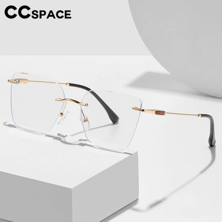 CCspace Women's Rimless Square Alloy Spring Hinge Eyeglasses 302086 Rimless CCspace   