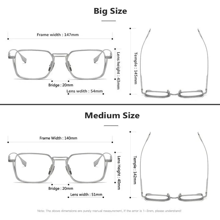 Oveliness Unisex Full Rim Square Double Bridge Titanium Eyeglasses O0125 Full Rim Oveliness   