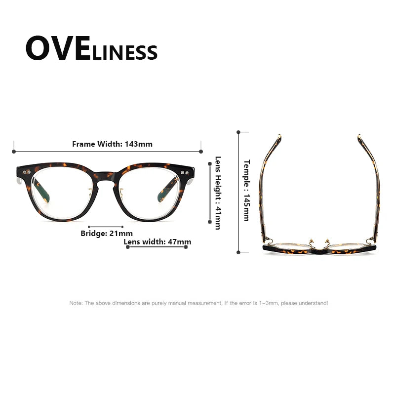 Oveliness Unisex Full Rim Round Square Acetate Eyeglasses 36902
