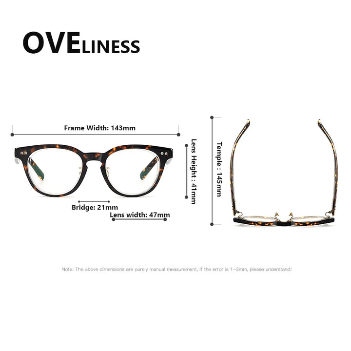 Oveliness Unisex Full Rim Round Square Acetate Eyeglasses 36902