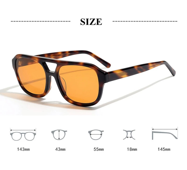 Black Mask Men's Full Rim Square Double Bridge Acetate Sunglasses 629008