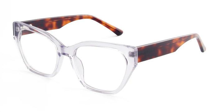 Esnbie Women's Full Rim Polygon Cat Eye Acetate Eyeglasses 49009