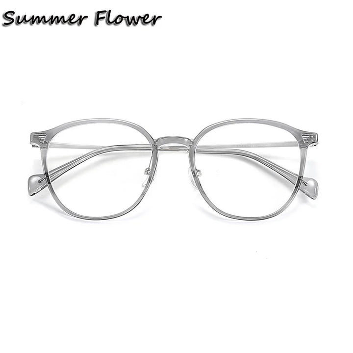 Summer Flower Women's Full Rim Oval Tr 90 Titanium Eyeglasses 801247 Full Rim Summer Flower Transparent Gray