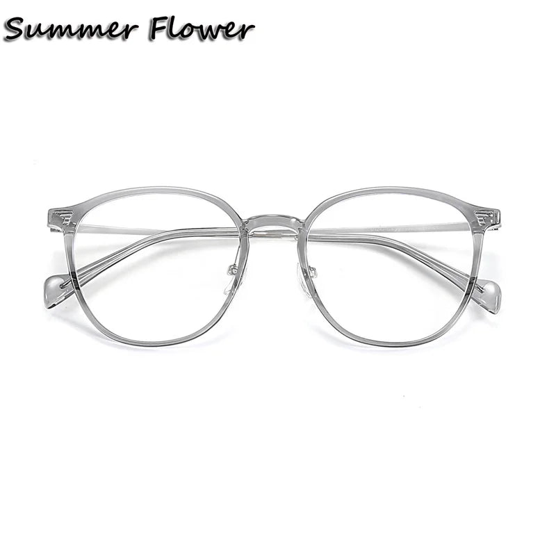 Summer Flower Women's Full Rim Round Tr 90 Titanium Eyeglasses 701247